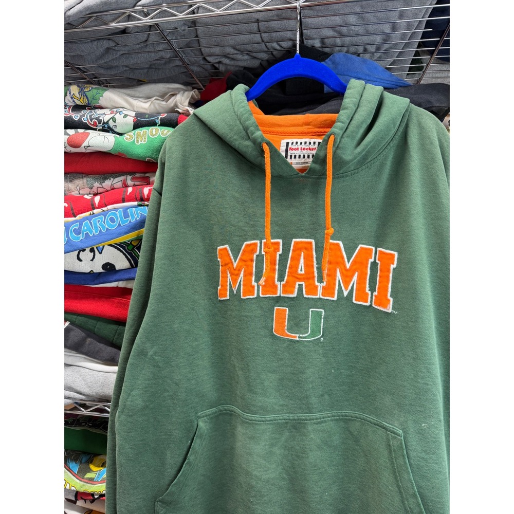 Vintage Miami Hurricanes Hoodie XXL Green Foot Locker Team Edition Pullover 6440